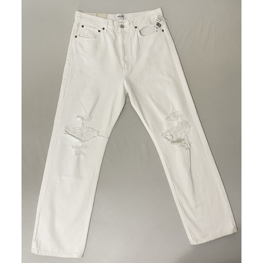 NWT Agolde 90's Mid Rise Loose Fit Organic Jeans Size 29 Vanish White Button Fly